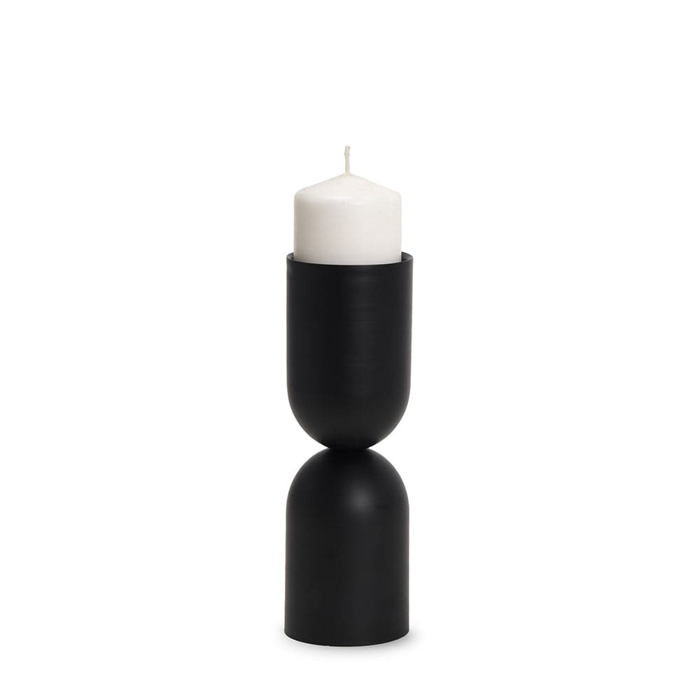 Mercana - Qamra Medium Black Metal Pillar Candle Holder - 70708 view 1