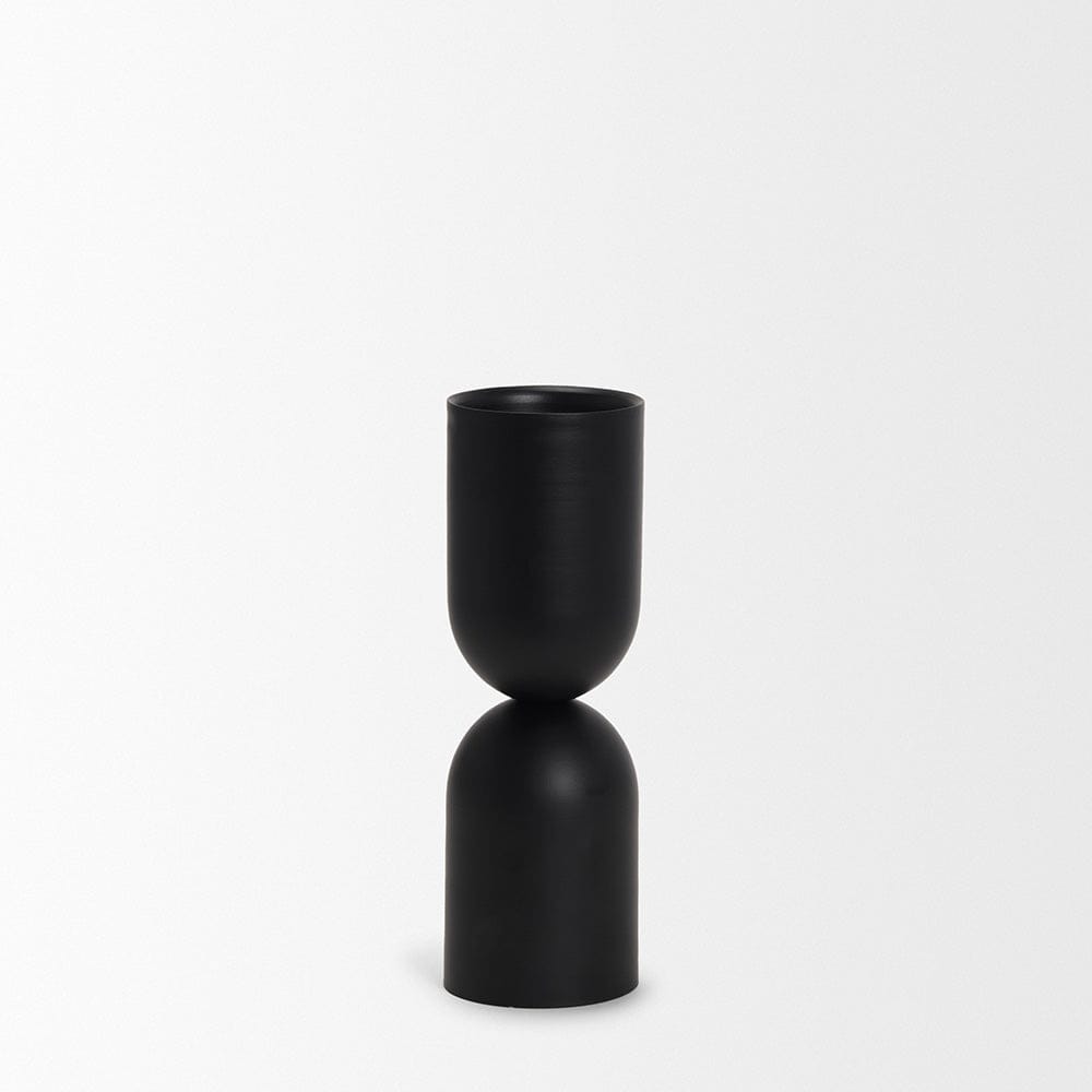 Mercana - Qamra Medium Black Metal Pillar Candle Holder - 70708 view 2