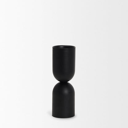 Mercana - Qamra Medium Black Metal Pillar Candle Holder - 70708 view 2