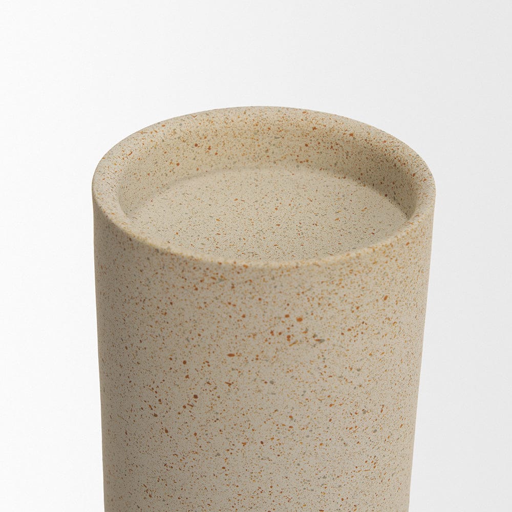 Mercana - Qamra Short Beige Textured Metal Pillar Candle Holder - 70710 view 3