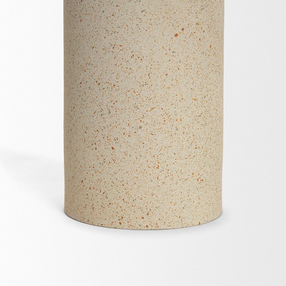 Mercana - Qamra Short Beige Textured Metal Pillar Candle Holder - 70710 view 5