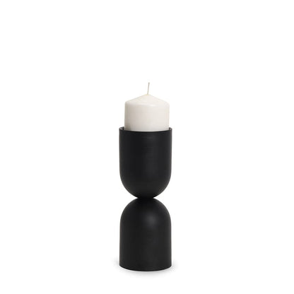 Mercana - Qamra Short Black Metal Pillar Candle Holder - 70707 view 1