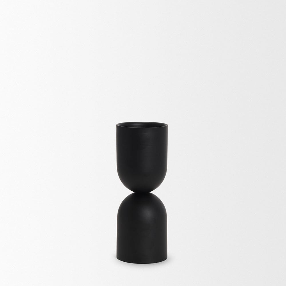 Mercana - Qamra Short Black Metal Pillar Candle Holder - 70707 view 2