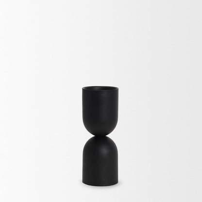 Mercana - Qamra Short Black Metal Pillar Candle Holder - 70707 view 2