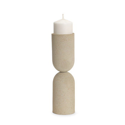 Mercana - Qamra Tall Beige Textured Metal Pillar Candle Holder Candle Holder - 70712 view 1