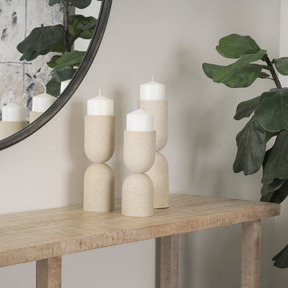 Mercana - Qamra Tall Beige Textured Metal Pillar Candle Holder Candle Holder - 70712 view 7