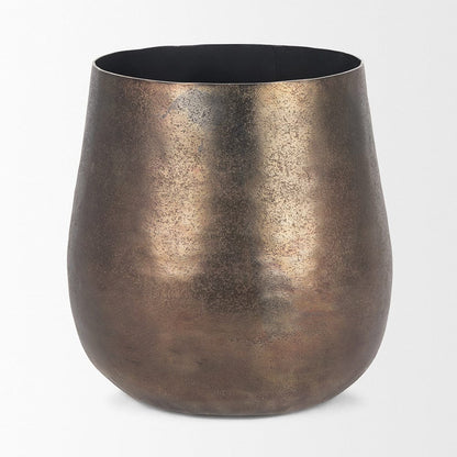 Mercana - Quade Large Textured Gold Metal Planter - 70664 view 3