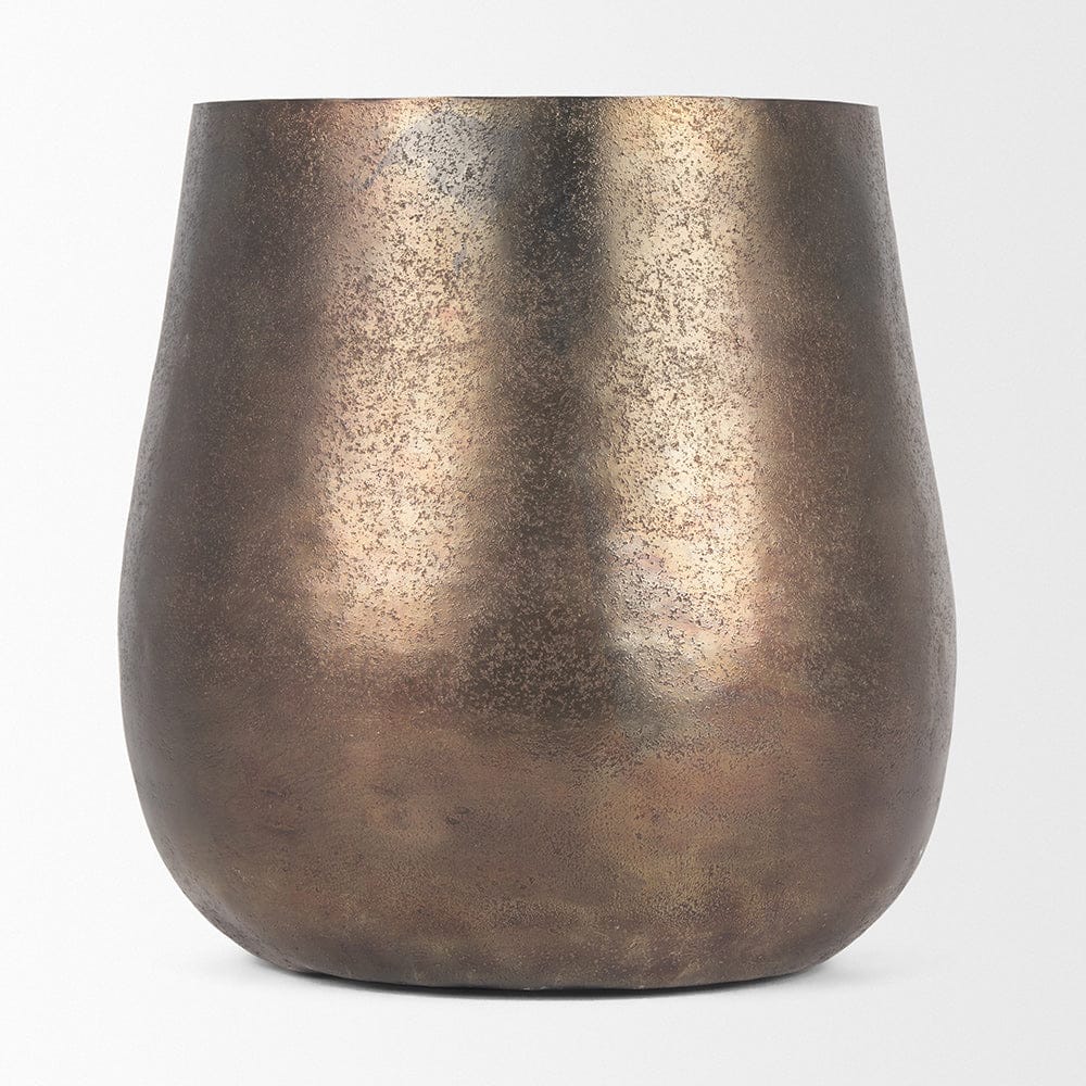 Mercana - Quade Large Textured Gold Metal Planter - 70664 view 4