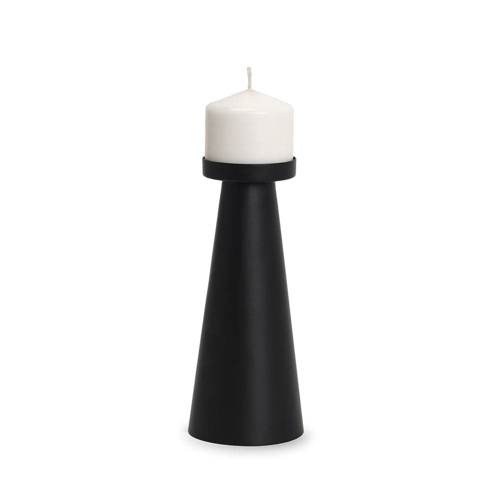 Mercana - Quadir Tall Matte Black Metal Candle Holder - 70715 view 1