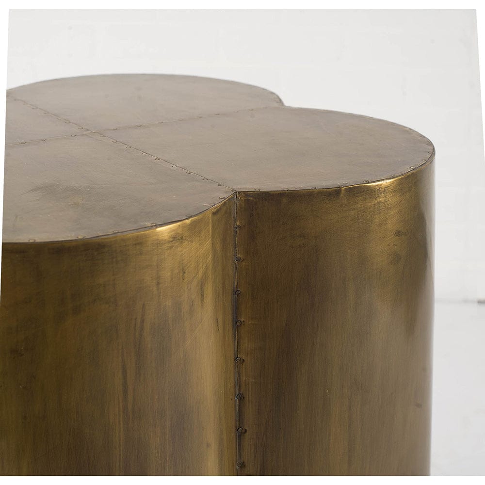 Mercana - Quatrefoil 18L x 18W Gold Flower W/ Wooden Top Brass Cladding Accent Table - 67094 view 2