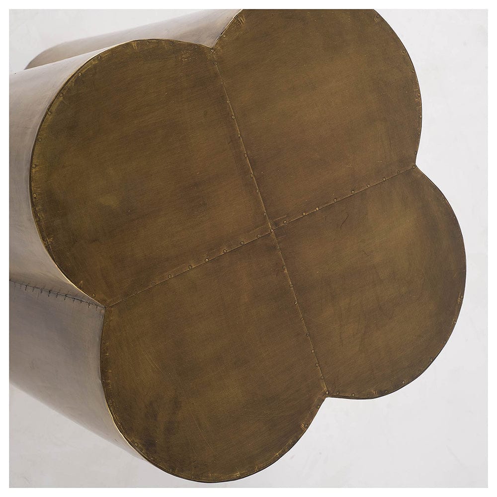 Mercana - Quatrefoil 18L x 18W Gold Flower W/ Wooden Top Brass Cladding Accent Table - 67094 view 3