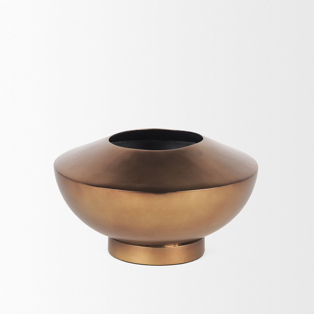 Mercana - Quiana Medium Textured Gold Metal Vase - 70663 view 2