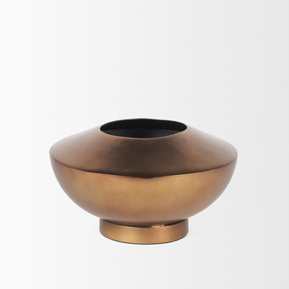 Mercana - Quiana Medium Textured Gold Metal Vase - 70663 view 2