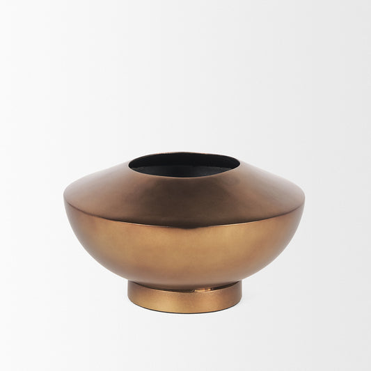 Mercana - Quiana Medium Textured Gold Metal Vase - 70663 view 2