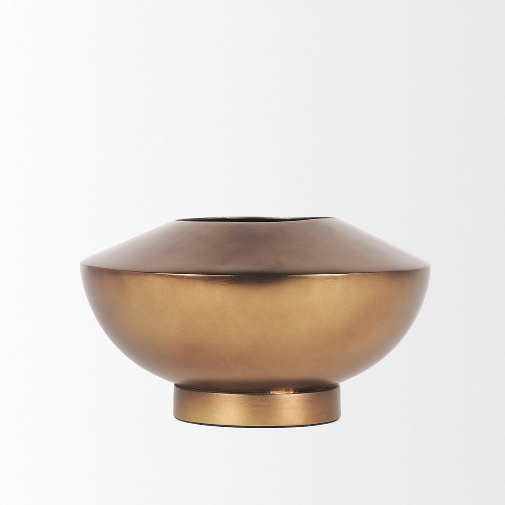 Mercana - Quiana Medium Textured Gold Metal Vase - 70663 view 3