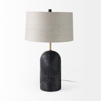 Mercana - Quinn 18.0L x 18.0W x 28.8H Navy Base W/Beige Fabric Shade Table Lamp - 69704 view 3