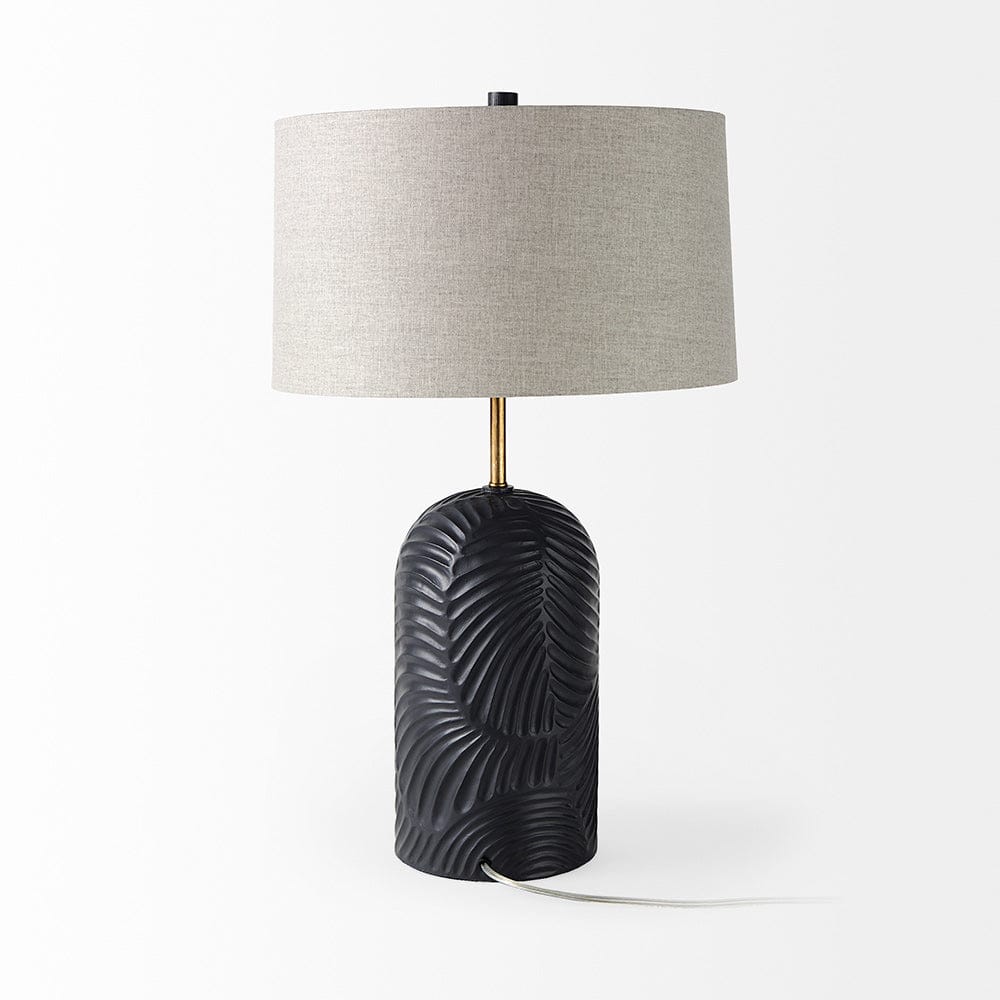 Mercana - Quinn 18.0L x 18.0W x 28.8H Navy Base W/Beige Fabric Shade Table Lamp - 69704 view 4