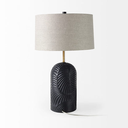 Mercana - Quinn 18.0L x 18.0W x 28.8H Navy Base W/Beige Fabric Shade Table Lamp - 69704 view 4