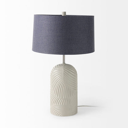 Mercana - Quinn 19.0L x 19.0W x 24.6H Beige Base W/Navy Fabric Shade Table Lamp - 69705 view 2