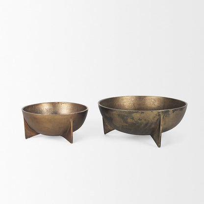 Mercana - Quita Large Gold Metal Decorative Bowls (Set of 2) - 70661 view 5