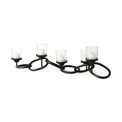 Mercana - Quito Black Metal Chain-Link Five Candle Table Candle Holder - 53337_CLOSEOUT view 1