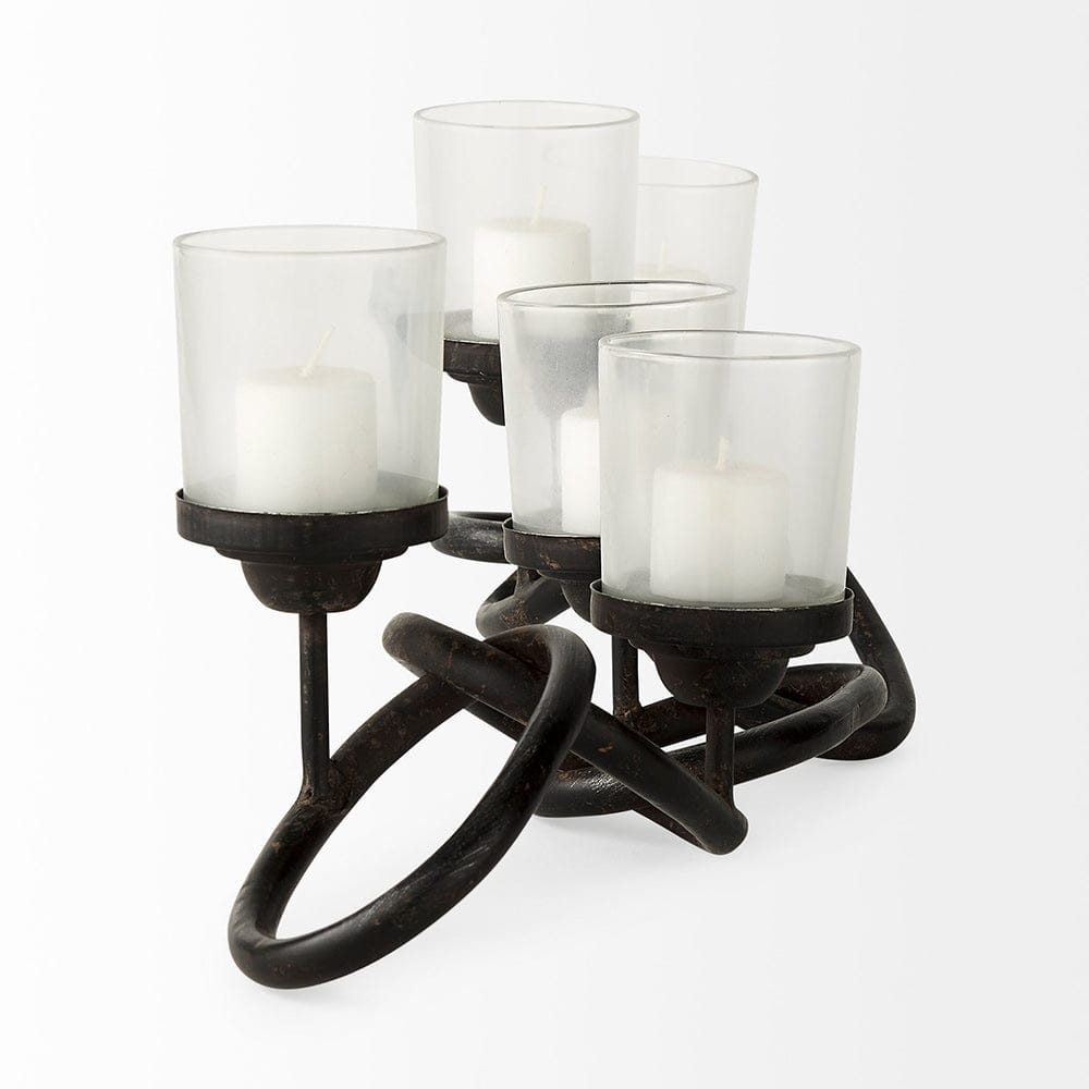 Mercana - Quito Black Metal Chain-Link Five Candle Table Candle Holder - 53337_CLOSEOUT view 2
