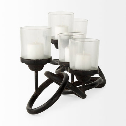 Mercana - Quito Black Metal Chain-Link Five Candle Table Candle Holder - 53337_CLOSEOUT view 2