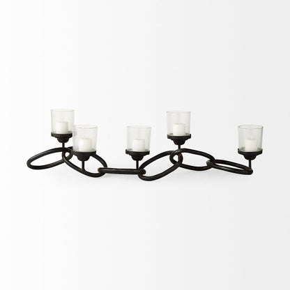 Mercana - Quito Black Metal Chain-Link Five Candle Table Candle Holder - 53337_CLOSEOUT view 3