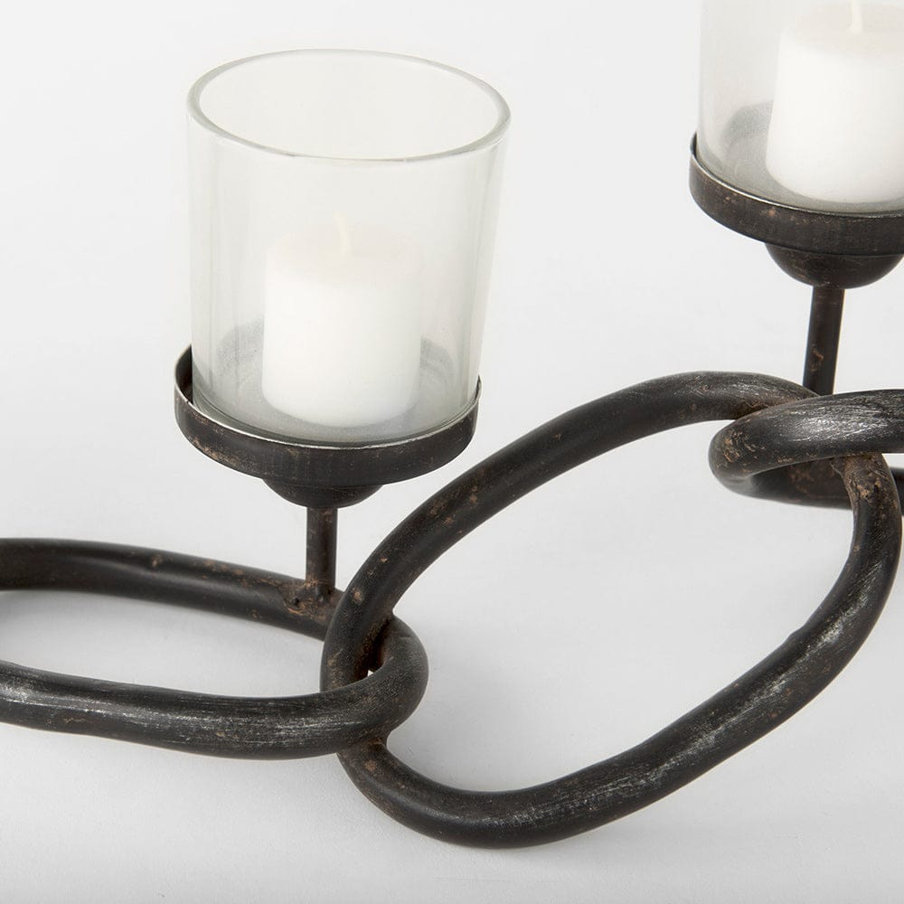 Mercana - Quito Black Metal Chain-Link Five Candle Table Candle Holder - 53337_CLOSEOUT view 4
