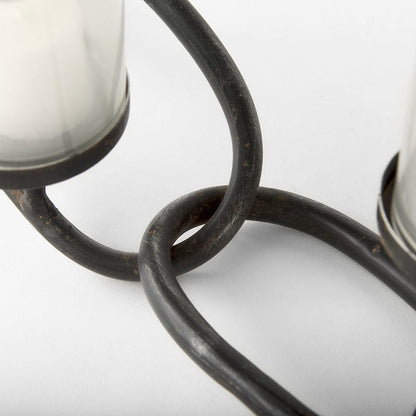 Mercana - Quito Black Metal Chain-Link Five Candle Table Candle Holder - 53337_CLOSEOUT view 7
