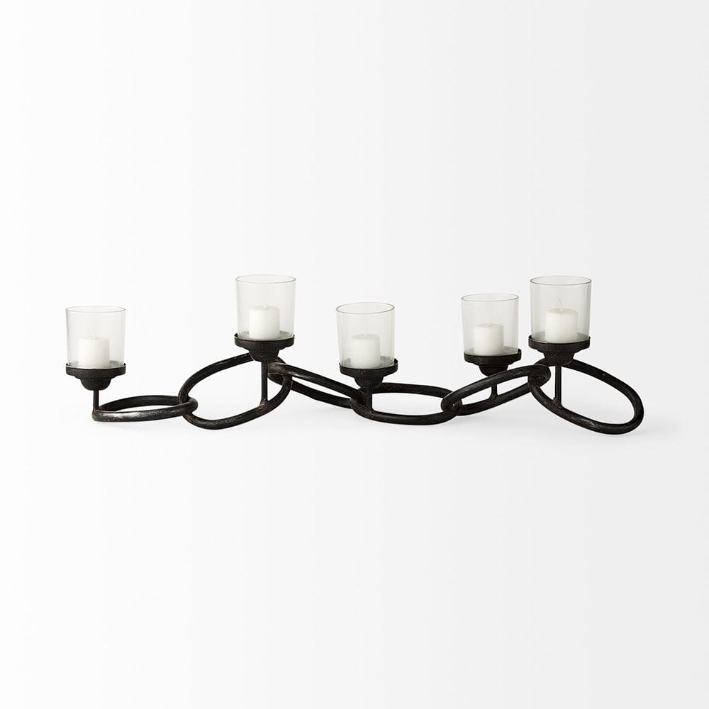 Mercana - Quito Black Metal Chain-Link Five Candle Table Candle Holder - 53337_CLOSEOUT view 8