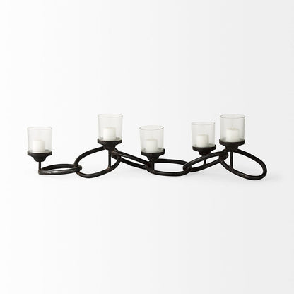 Mercana - Quito Black Metal Chain-Link Five Candle Table Candle Holder - 53337_CLOSEOUT view 8