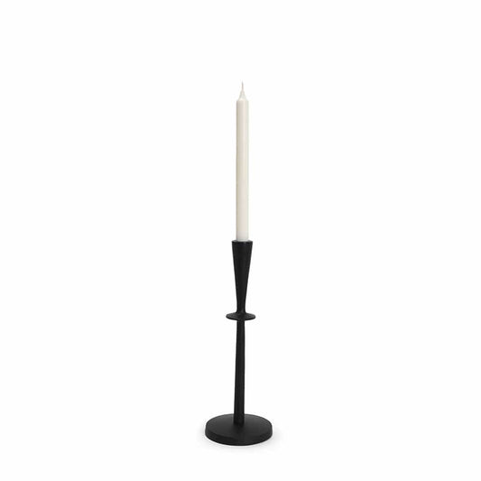 Mercana - Qwin Matte Black Cast Aluminum Medium Candle Holder - 70717 view 1