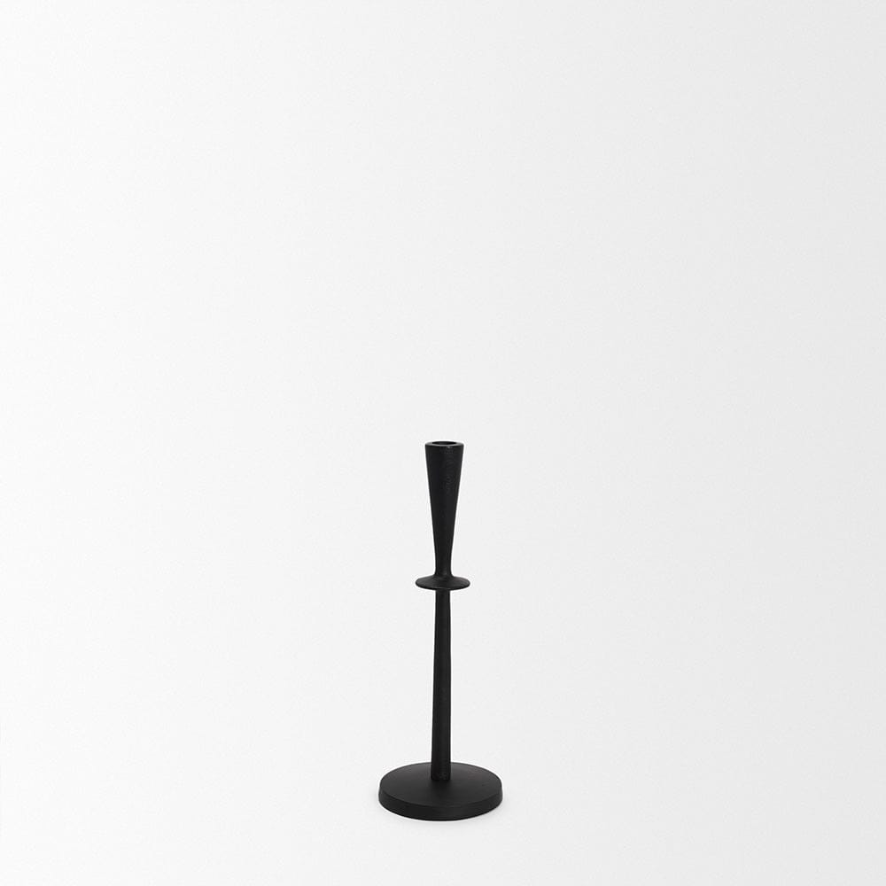 Mercana - Qwin Matte Black Cast Aluminum Medium Candle Holder - 70717 view 2