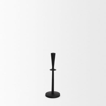 Mercana - Qwin Matte Black Cast Aluminum Medium Candle Holder - 70717 view 2