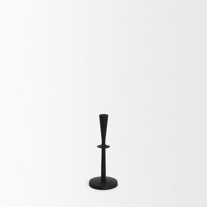 Mercana - Qwin Matte Black Cast Aluminum Short Candle Holder - 70716 view 2