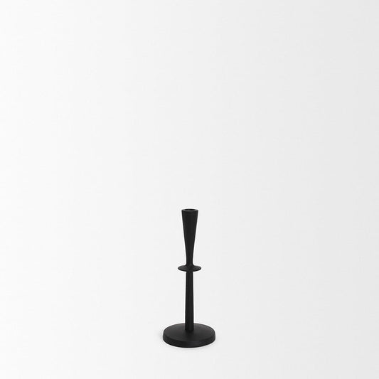 Mercana - Qwin Matte Black Cast Aluminum Short Candle Holder - 70716 view 2