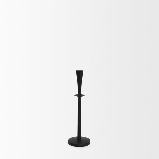 Mercana - Qwin Matte Black Cast Aluminum Tall Candle Holder - 70718 view 2