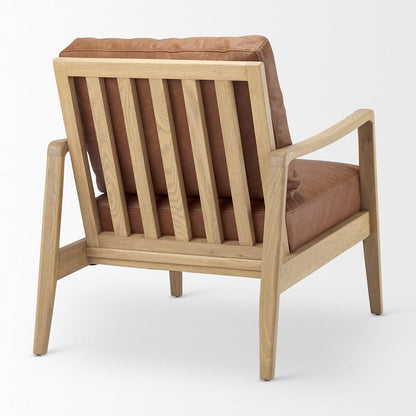 Mercana - Raeleigh 28.0L x 34.1W x 34.4H Cognac Leather W/ Light Brown Wood Frame Accent Chair - 69989 view 5