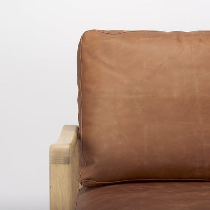 Mercana - Raeleigh 28.0L x 34.1W x 34.4H Cognac Leather W/ Light Brown Wood Frame Accent Chair - 69989 view 7