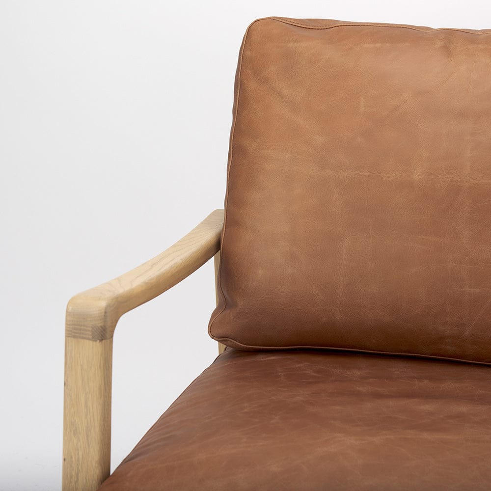 Mercana - Raeleigh 28.0L x 34.1W x 34.4H Cognac Leather W/ Light Brown Wood Frame Accent Chair - 69989 view 8