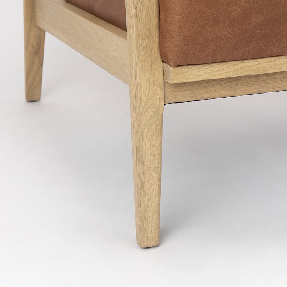 Mercana - Raeleigh 28.0L x 34.1W x 34.4H Cognac Leather W/ Light Brown Wood Frame Accent Chair - 69989 view 10