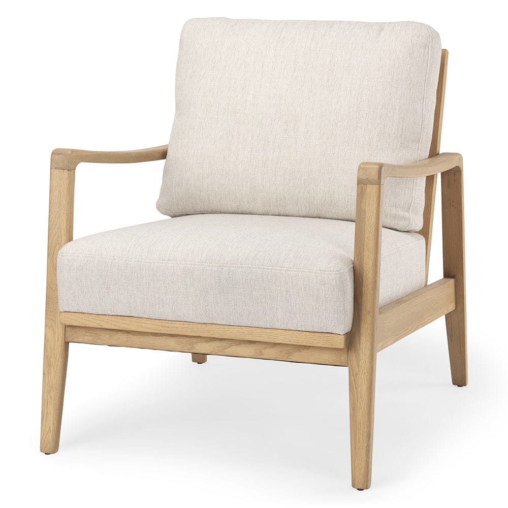 Mercana - Raeleigh 28.0L x 34.1W x 34.4H Cream Fabric W/Light Brown Wood Accent Chair - 69990 view 1