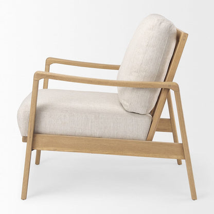 Mercana - Raeleigh 28.0L x 34.1W x 34.4H Cream Fabric W/Light Brown Wood Accent Chair - 69990 view 3