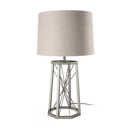 Mercana - Raen 28.5"H Gray Metal Octagonal Base w/Beige Shade Table Lamp - 68111 view 1