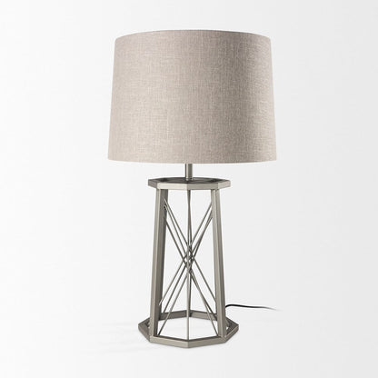Mercana - Raen 28.5"H Gray Metal Octagonal Base w/Beige Shade Table Lamp - 68111 view 5