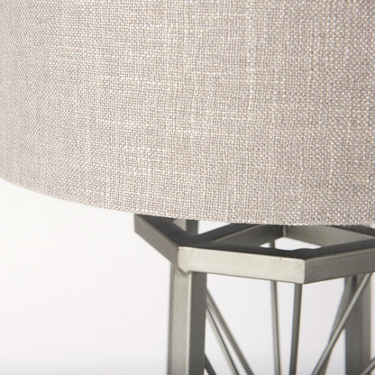 Mercana - Raen 28.5"H Gray Metal Octagonal Base w/Beige Shade Table Lamp - 68111 view 7