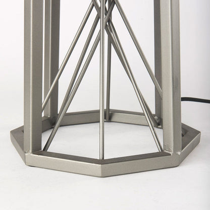 Mercana - Raen 28.5"H Gray Metal Octagonal Base w/Beige Shade Table Lamp - 68111 view 9