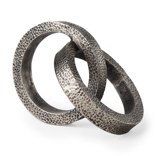 Mercana - Rafiki Two Blackened Silver Hammered Finish Metal Conjoined Circles - 69163_CLOSEOUT view 1