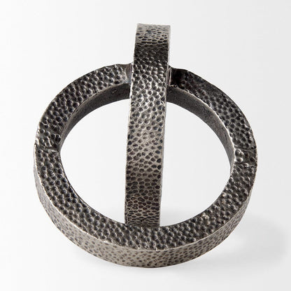 Mercana - Rafiki Two Blackened Silver Hammered Finish Metal Conjoined Circles - 69163_CLOSEOUT view 4